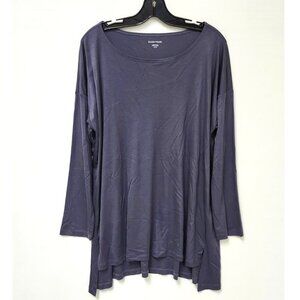 Eileen Fisher Women's Grey Long-Sleeved Top W/Asymmetrical Hemline Size XL